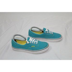 Vans Off The Wall Skateboard Shoes Blue Yellow Polka Dot Womens 8 Mens 6.5